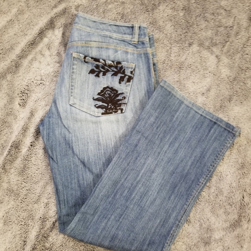 WHBM Rose Embroidered Jean